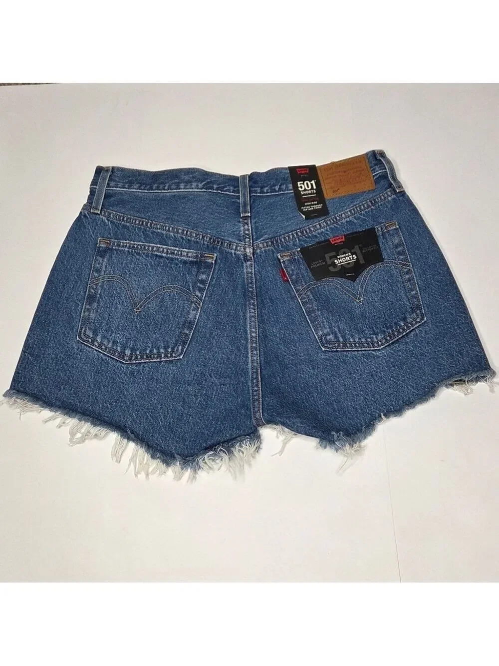 Levi's 501 Original Style Premium Denim High Rise Shorts Cut Off Women's Size 31 - Picture 8 of 16